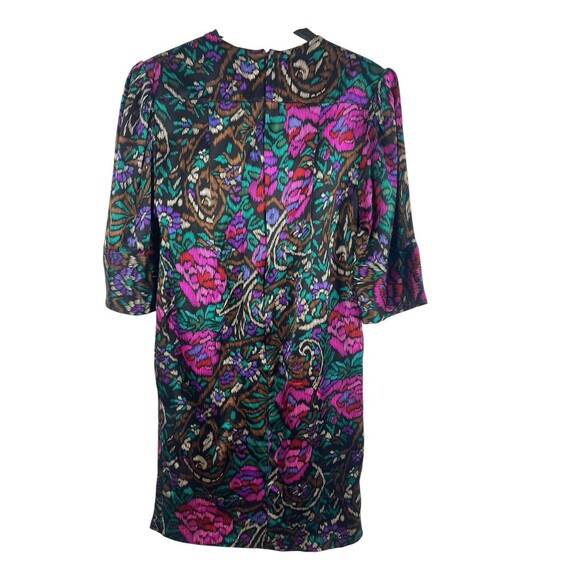 Vintage Baron Peters 100% Silk Floral Dress Sz 12 Multicolor Jewel Toned V-neck - Picture 2 of 16
